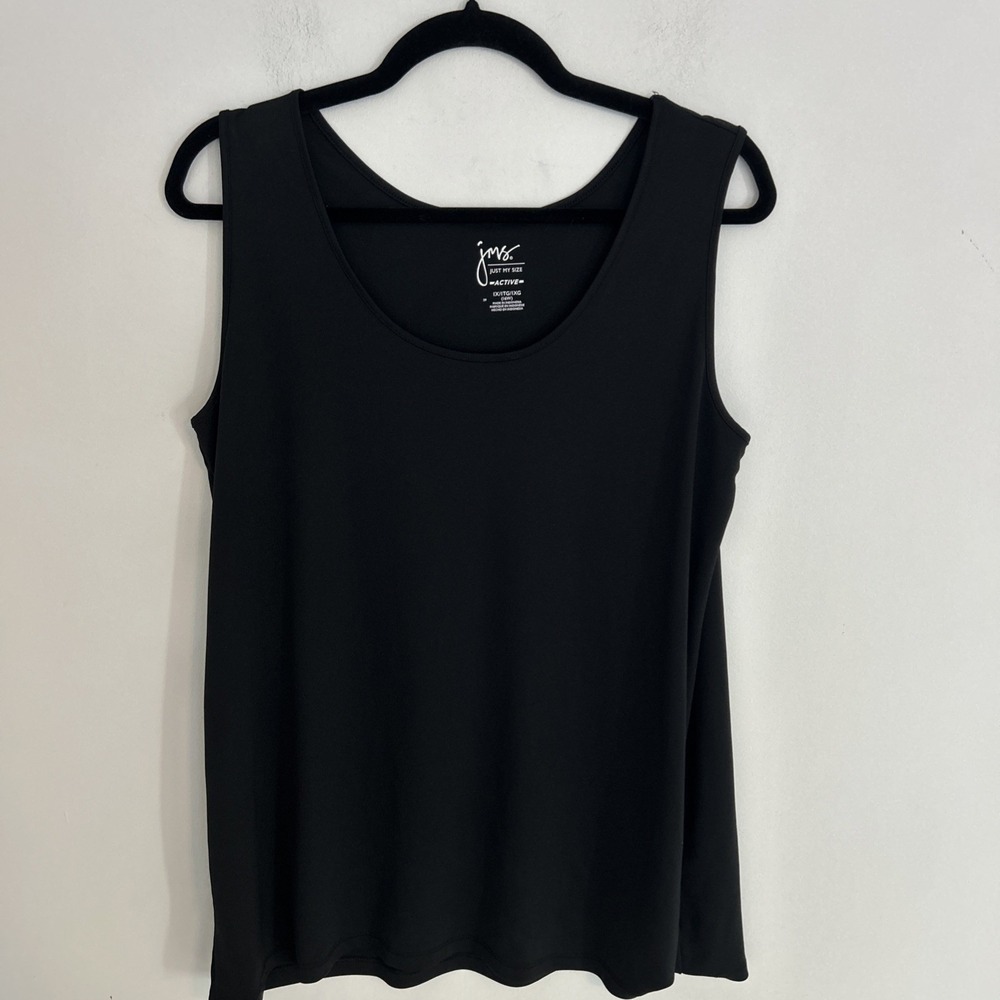 Just My Size Active 1X/16W Black Scoopneck Tank Top CoolDRI Fabric Closet, Stapl
